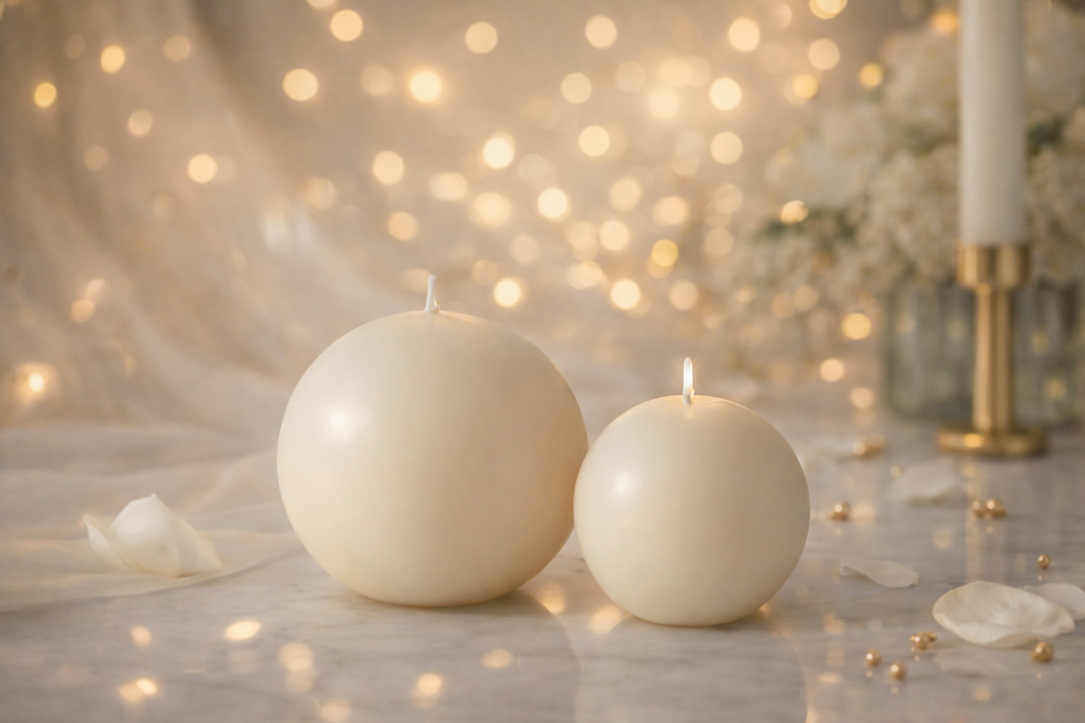Kézzel készített gömb gyertya duó – elegáns páros – Adrienn's Candles