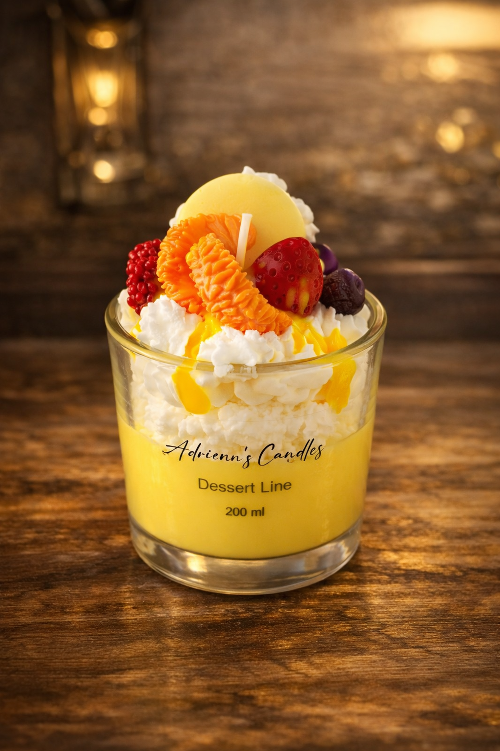 Kézzel készített sárga desszert gyertya 200ml – Adrienn's Candles