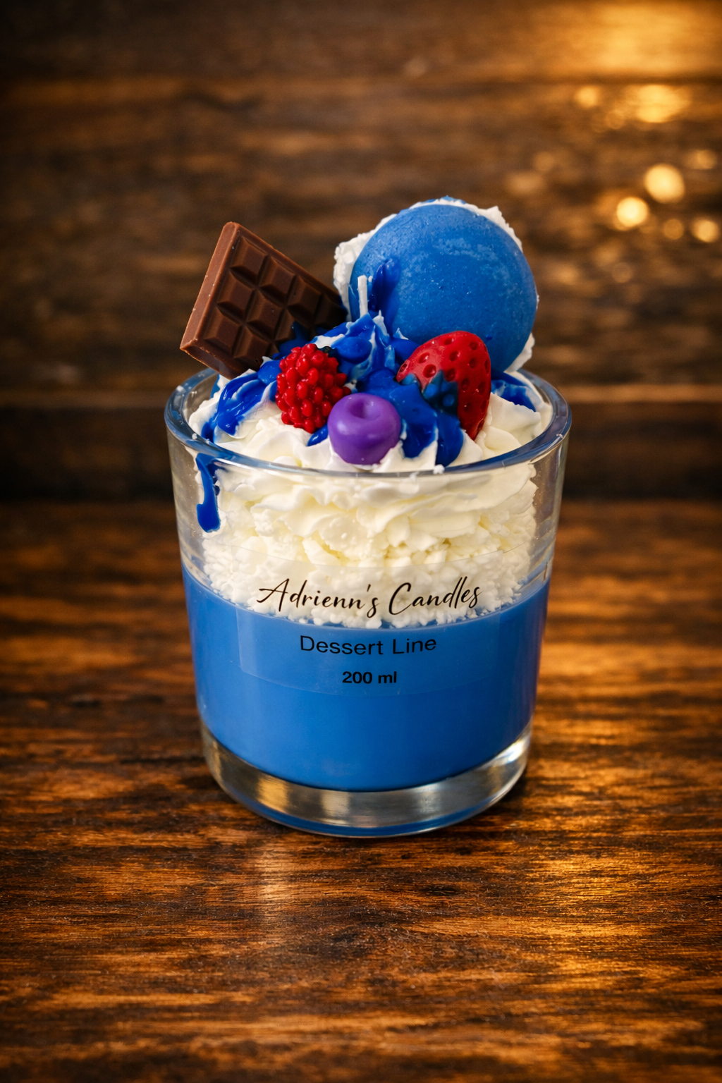 Kézzel készített kék desszert gyertya 200ml – Adrienn's Candles