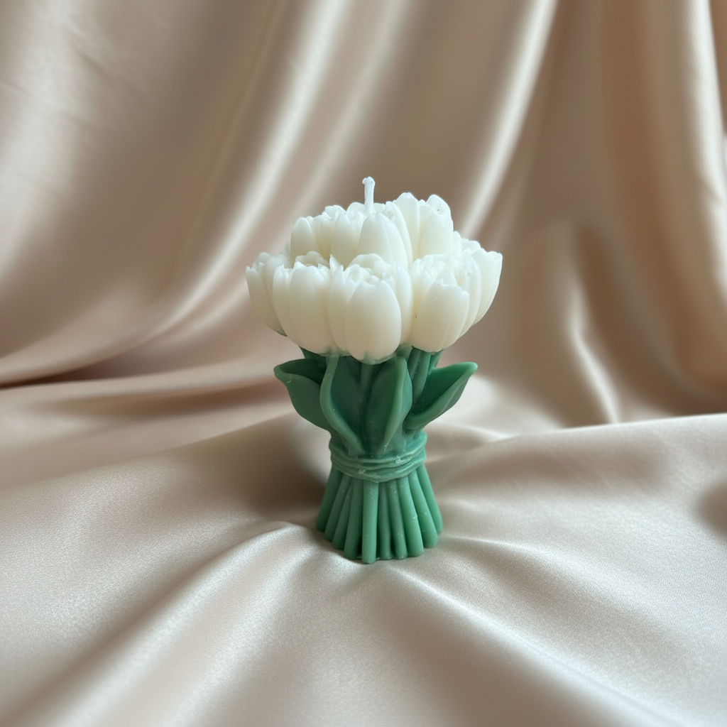 Fehér tulipán egységes szárral