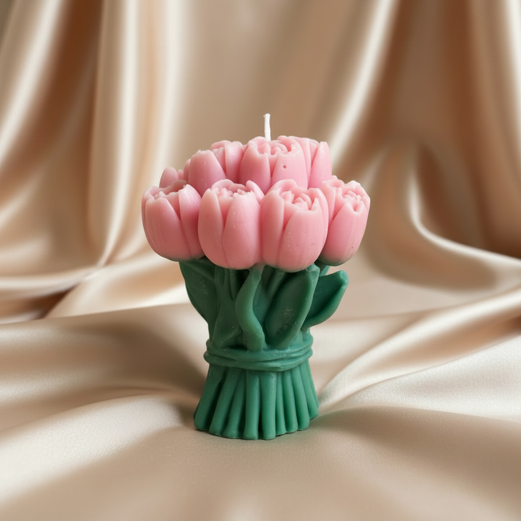 Rózsaszín tulipán egységes szárral
